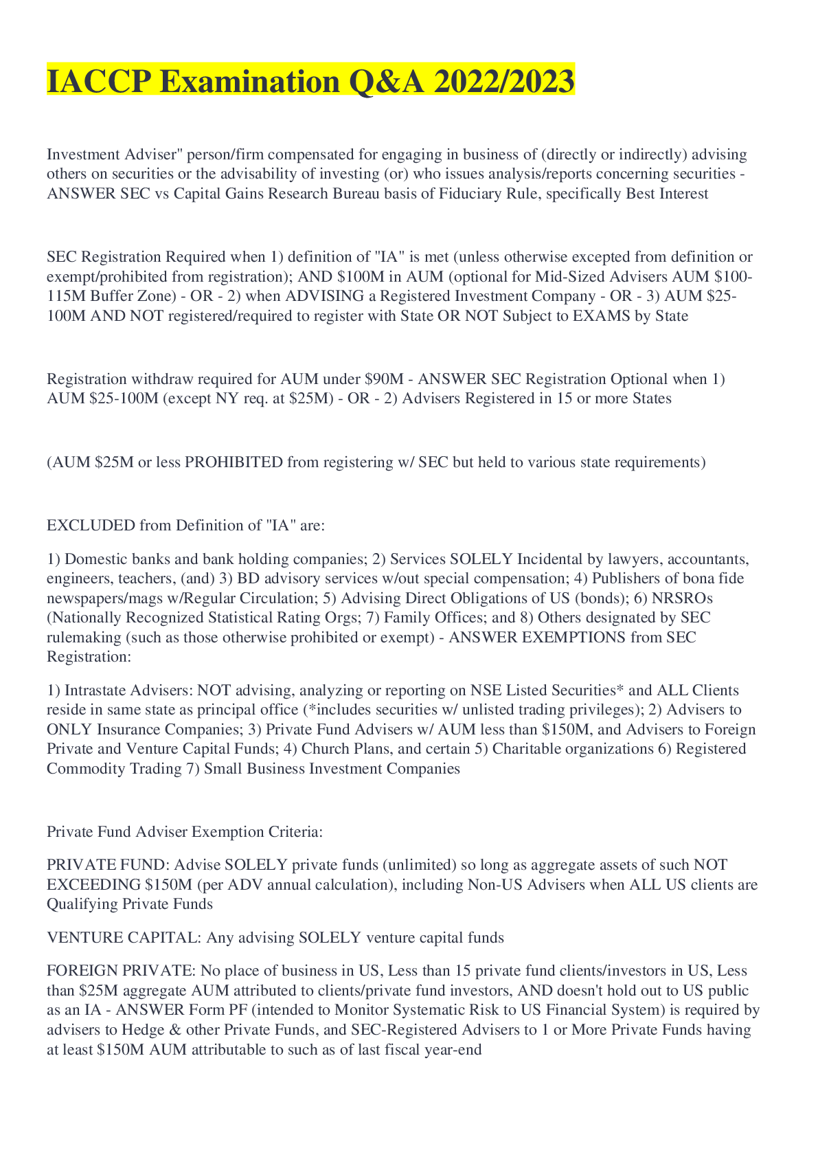 Preview image of IACCP Examination Q&A 2022/2023 document